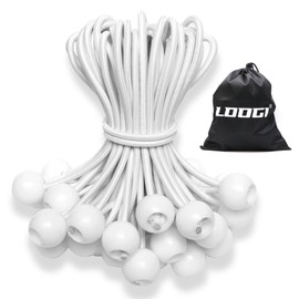 LOOGI Bungee Bands with Ball Pack of 50, Tarpaulin Tensioners with Ball 20 cm, Rubber Tensioner, Tent Elastics Expander Loops, Rubber Loops for Tarpaulins, Tent Banner