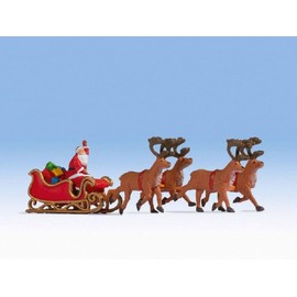 NOCH® Babbo Natale con slitta, set di statuette natalizie colorate a mano per modelli H0