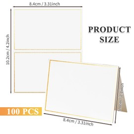 Place Cards Pack of 100 Premium Tent Name Place Cards for Table Setting with Gold Foil Border 2x3.5 inches - for Weddings,Wedding,Table,Dinner Parties,Receptions