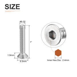 DTGN #10-32 x 1/2" Flat Head Socket Cap Screws, 50 Pack 304 Stainless Steel Hex Socket Flat Head Screws, Full Thread, Countersunk Bolts