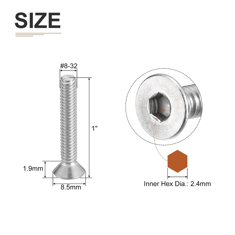 DTGN #10-32 x 1/2" Flat Head Socket Cap Screws, 50