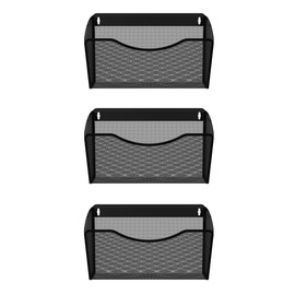 EasyPAG 3 Pack Mesh Wall File Organizer | Vertical Mounted Single Pocket Holder for A4/Letter Size Files - Rust-Proof Metal Organizer for Office, Home, School, Black