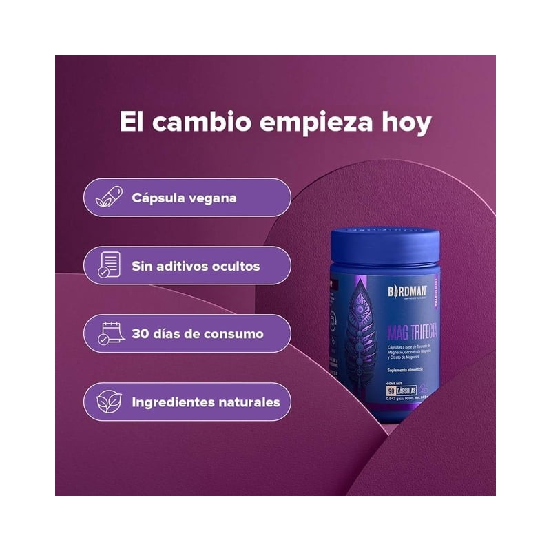Suplemento Alimenticio Birdman Magnesium Mezcla 90 Cap