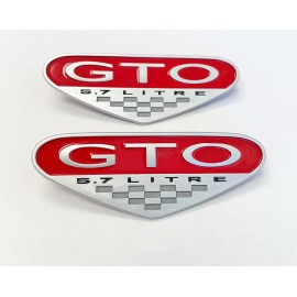gtog8ta 2004 Pontiac GTO 5.7L Fender Emblem Badge Reproduction RED 04-06 5.7 Litre PAIR!