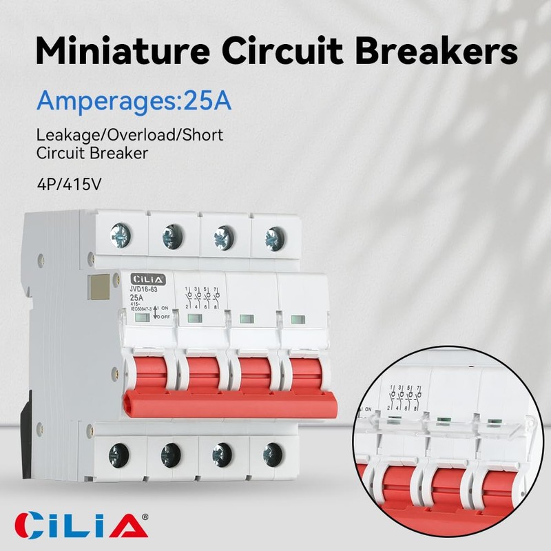 CILIA Isolator Switch 25A/40A/63A 4P 415V AC Mounting on DIN