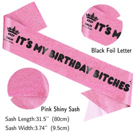 PATICARRY Pink Birthday Decoration Sash for Women It’s My Birthday es Sash with Black Foil, Glitter Birthday Queen Sash Pink. Birthday Party Supplies Decor Funny Gifts for Men Women