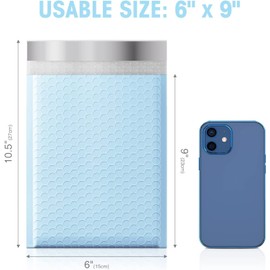 Switory 50pcs Bubble Mailers 6x10 Padded Envelopes 6x10 Usable Size 6x9 Self Seal Bubble Mailer Thick Shipping Envelopes Cushion Mailers for Mailing Jewelry Makeup Supplies Light Blue