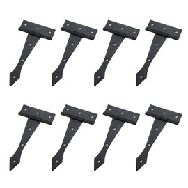 MY MIRONEY 8Pcs Strap Hinges Black Tee Hinges Decorative T Door Hinges Hardware Gate Hinges Iron Shed Hinges with Screws, 4-Inch