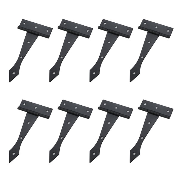 MY MIRONEY 8Pcs Strap Hinges Black Tee Hinges Decorative T