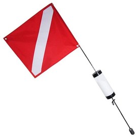 Scuba Choice Dive Flag for Safety with Weight Float, 4' Large – 18" x 21.5" High-Visibility Flag, 2-Piece Durable Floats for Scuba Diving & Spearfishing