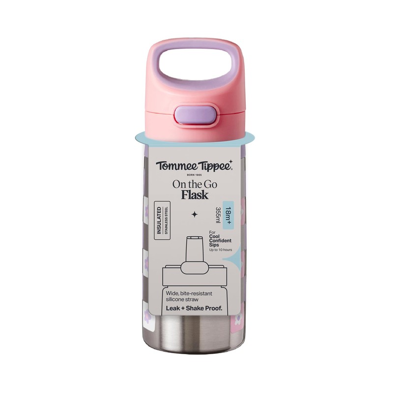 Tommee Tippee On The Go Insulated Straw Bottle 18m+ Stainless