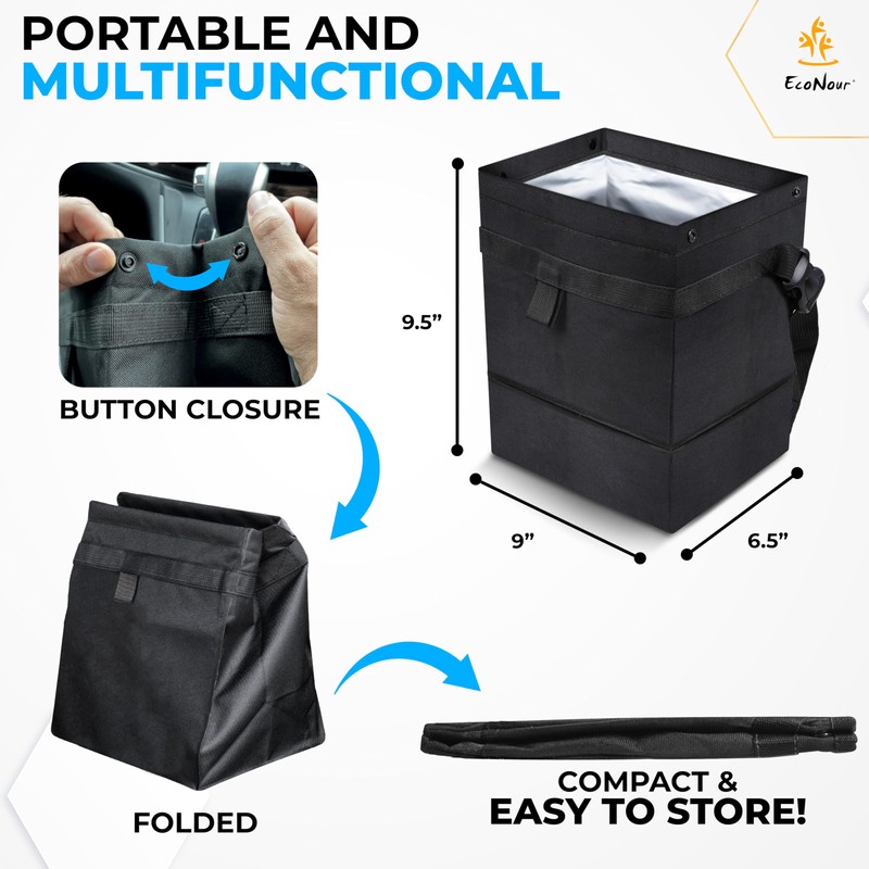 EcoNour Foldable Car Trash Bag Hanging, Garbage Bag and Waterproof