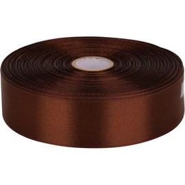 Baocuan 1 inch Brown Satin Ribbon 50 Yards Solid Fabric Ribbons Roll for Wedding Invitations, Bridal Bouquets, Sewing, Party Decorations, Gift Wrapping and More