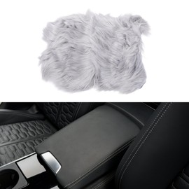 REPAIROCK Universal Center Console Cover Car Armrest Cover Middle Console Cover Lid for Most Vehicle SUV Car Sedan 15.75"x11.81"x0.79" White Gray Faux Plush