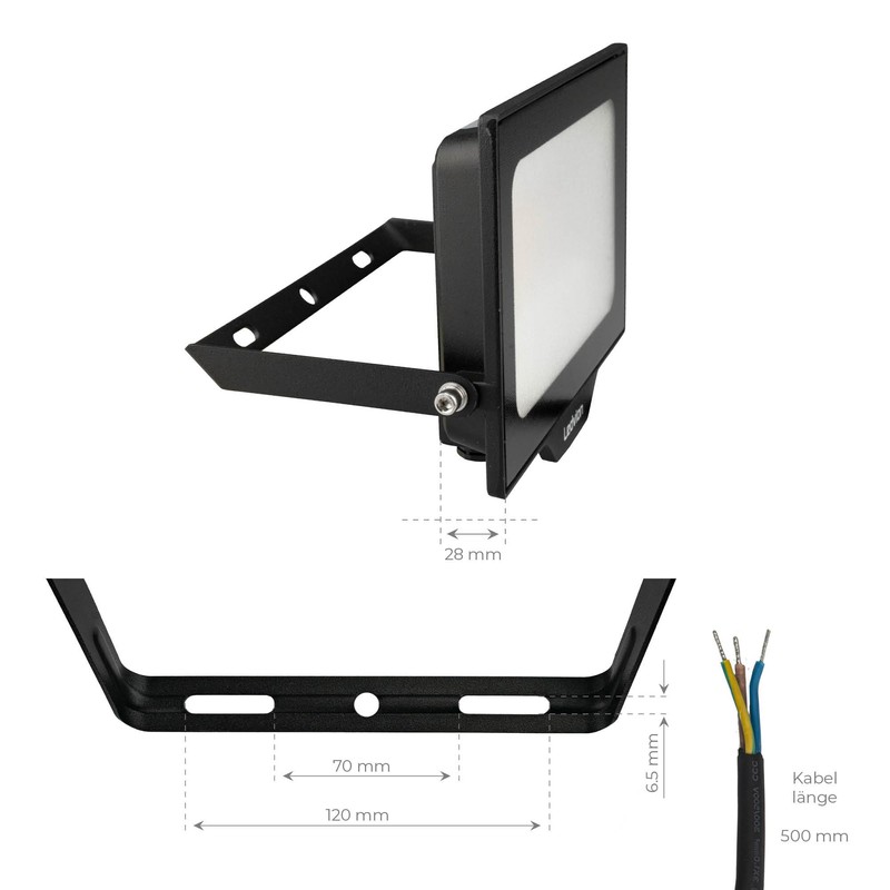 Ledvion LED Spotlight with 0.5 m Cable, 50 Watt Osram