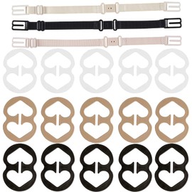 Fnoko Bra Strap Clips Anti-Slip Buckles Conceal Straps - for Back for Women 15 Pack (6 Colors)