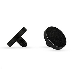 PiercedOff Acrylic Black Retainer for Dermal Anchors - Thread Thickness 14GA (1.6mm) / Thread Length 4mm - Sold as a Pack of 2