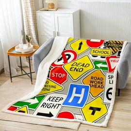 Feelyou Manta Sherpa de forro polar para coche, con diseño de dibujos animados, para cama, sofá, niños, diseño de vehículos, ultrasuave, colorida y esponjosa, manta de felpa para decoración de habitación, 50 x 60 pulgadas