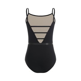 ZYXWVU Girls Camisole Ballet Dance Leotards with V-Back - Gymnastics Leotard for Kids, 7069-Black, 12-14 years