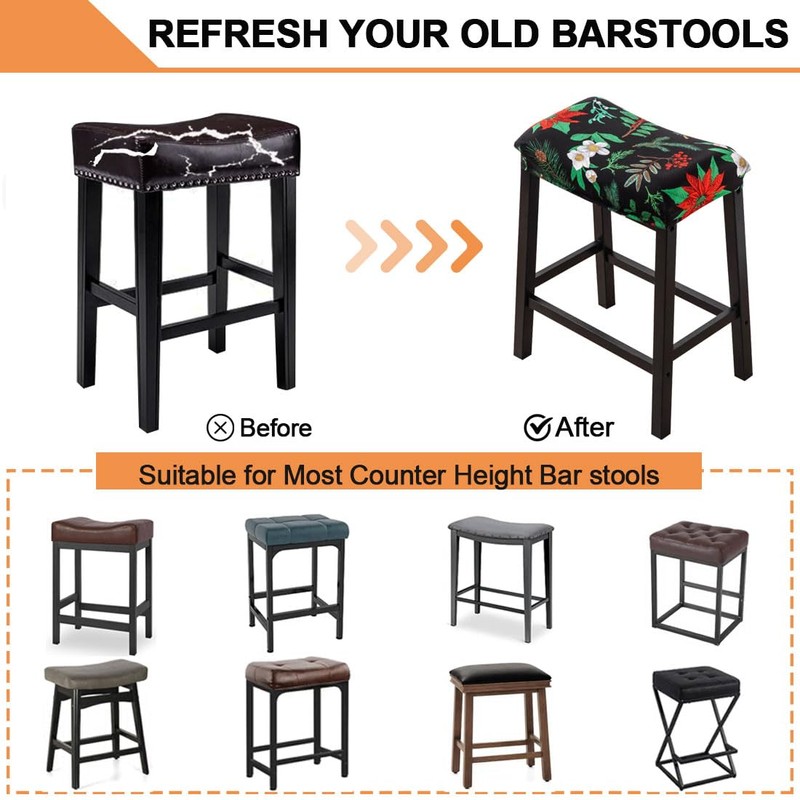 Bifaunvogel Bar Stool Cover Rectangle Set of 4 Printed Stretch