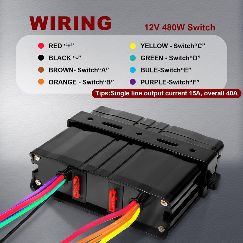 Agrieyes 6 Gang Rocker Switch Box SPST, 12V 40Amp Toggle