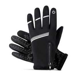 Winter Gloves for Men Women, HIKENTURE Touch Screen Windproof Cycling Gloves, Thermal Warm Running Gloves, Anti-Slip Full Finger Bike Gloves Biking Gloves for Mountain Driving Hiking (XXL, Black)