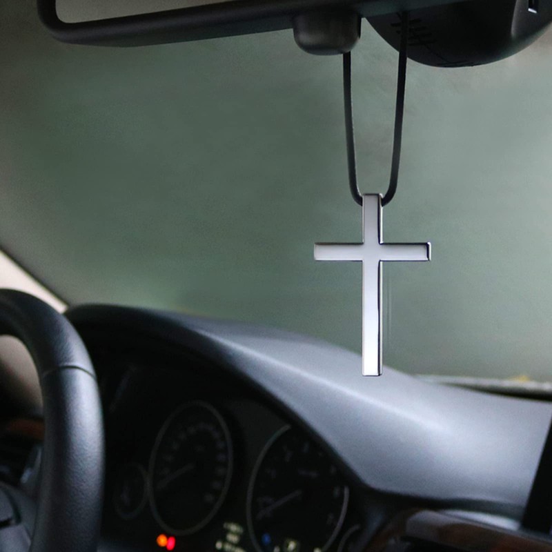 Cross Hanging Ornaments for Car Rear View Mirror, Cross Metal