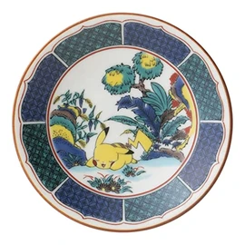 Kaneshotouki 139190 Pokémon Dish, Small Plate, Plate, Approx. 4.7 inches (12 cm), Kutani Ware Small Crest Flower Diagram, Made in Japan