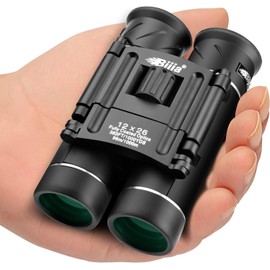CAMPSLE 12x26 HD Mini Folding Compact Binoculars Bird Watching Travelling Horse Racing Fishing Concerts Festivals Sports events (BAK4 Prism, FMC Green Film, Fogproof, Waterproof, Anti-slip Grip)