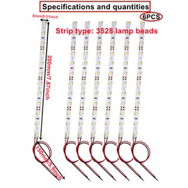 HUAZIZ 6 pieces 12-LED house lighting, 20 cm, warm white with cable, 15 cm, 12-18 V, model building LED lighting, model building lighting, model railway lighting