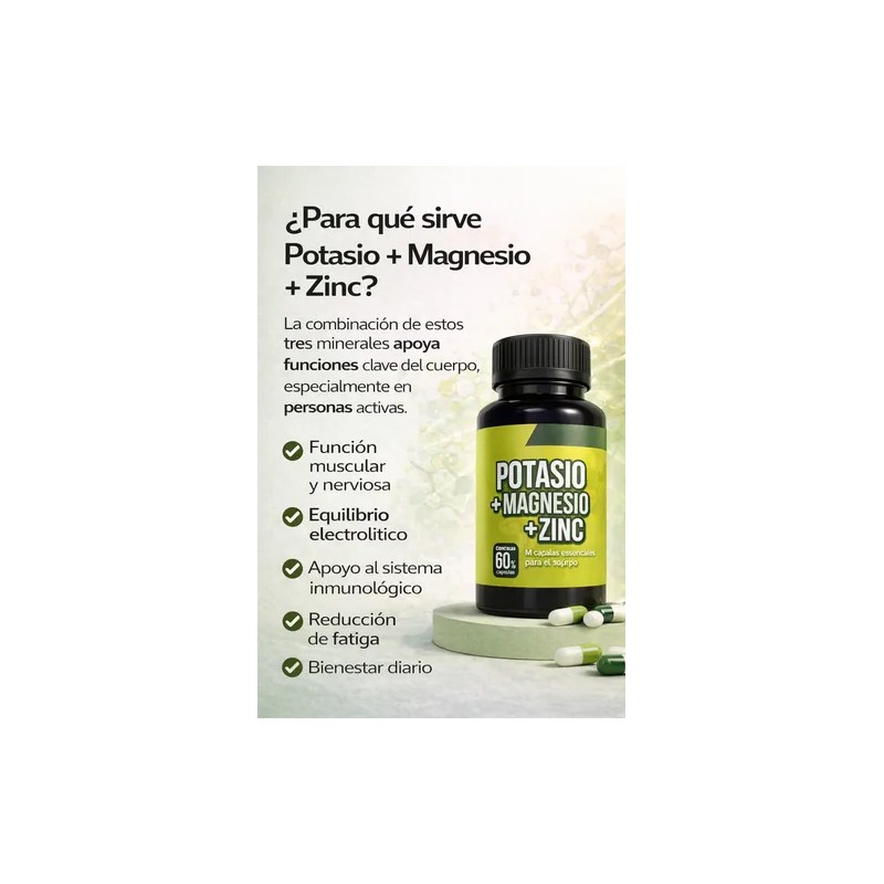 Suplemento Potasio Magnesio Zinc Amz Cápsulas