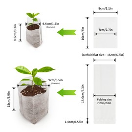 KINGLAKE 200 Pcs Non-woven Plant Seedling Bags Biodegradable Fabric Grow Breeding Bags with 100pcs 4" Plant Labels(4.4 x 8.5 cm+ 9 x 15 cm)
