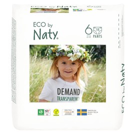 Eco by Naty Nappy Pants - Hypoallergenic and Chemical-Free Pull Ups, Highly Absorbent and Eco Friendly Training Nappies for Boys and Girls (Size 6 – 18 Count)