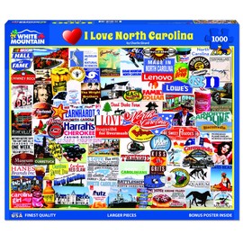 White Mountain - I Love North Carolina, 1000 Piece Jigsaw Puzzle, Vintage Advertisement Puzzle