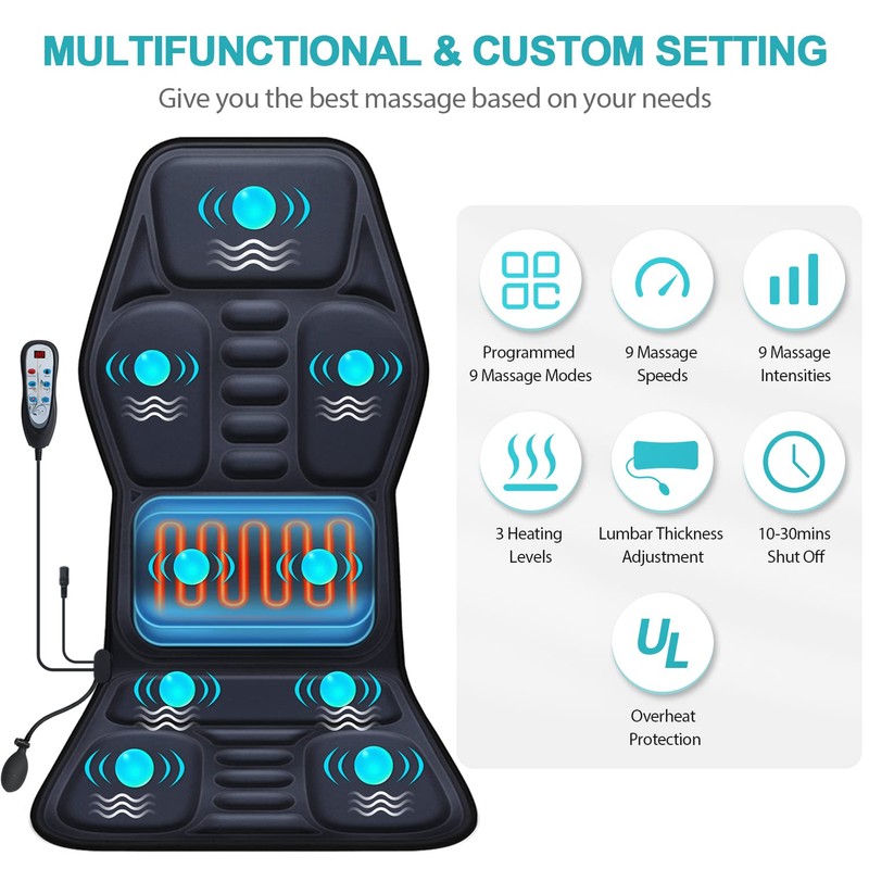 AIVEISI Massage Seat Cushion Pad with Heat 9 Massage Style