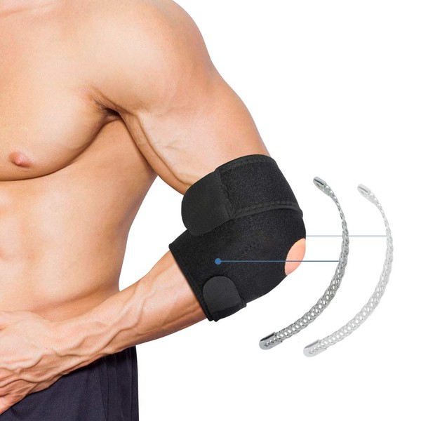 Yosoo Health Gear Elbow Brace, Tennis Elbow Strap, Adjustable Elbow Support Sleeve with Dual-Spring Stabilizer and Adjustable Straps for Arthritis, Tendonitis, Tennis Elbow, Sports Injury Pain Relief