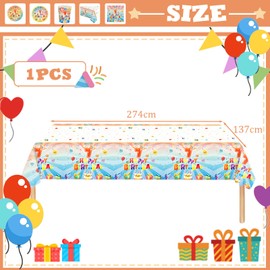 137*274cm 7th Birthday Table Cloth for Girl,Boy,Colourful Kids 7th Birthday Table Decorations Plastic Tablecloths Disposable Tablecover for Girls Boys Kids 7th Birthday Gifts Party Decor Supplies