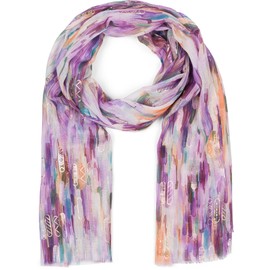 styleBREAKER 01016222 Women's Scarf with Colourful Stripes Colour Gradient Pattern and Metallic Accents, Stole Multicoloured Striped, purple