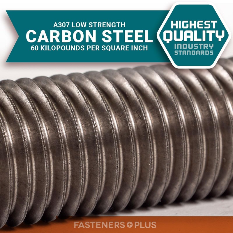 Fasteners Plus A307 Fully Threaded Rod, 1 1/2" Diameter, 6