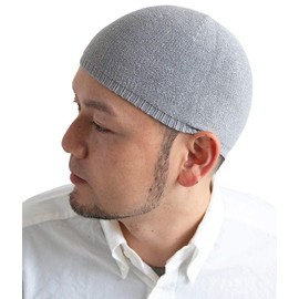 Edge City New Standard Pure Silk Seamless Islamic Hat, Islamic Watch, Cap, Beanie, Knit Hat, Men's Silk, grey (90)