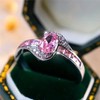 925 Sterling Silver Plated Pink Diamond Engagement Statement Rings for