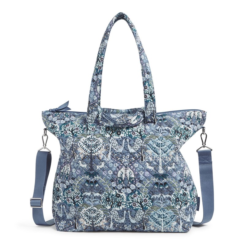 Cotton Slouchy Tote Bag, Enchantment Blue