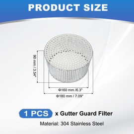 PATIKIL Gutter Guard Filter 7.1"-6.3", PVC Termination Cap Mesh Screen Roof Vent Cover Stainless Steel Conical Exhaust Pipe Cover Downspout Guard Filter Strainer for Downspout