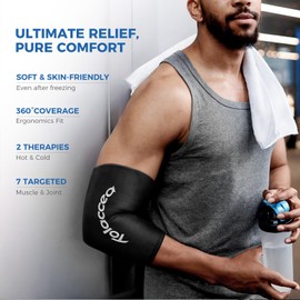 Elbow and Knee Ice Pack - Cold Ice Sleeve with Reusable Gel & Cold Therapy Compression for Knee, Shin Splints, Calf Strain, Flexible Ice Pack for Tennis Elbow, Tendinitis(Small (Pack of 1), Black)