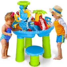 WATUDOU 3-in-1 Water Sand Table Outside Toys for Toddlers, Summer Outdoor Beach Backyard Toys Water Table for Kids Todllers 3-5, Activity Sensory Tables Birthday Gifts for Boys Girls