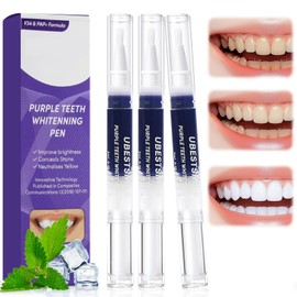 Pack of 3 Teeth Whitening Pens, Teeth Whitening Pen, Purple Teeth Whitening Pen, Effectively Removes Discolouration, For Radiant White Teeth, Easy to Use with Precise Brush