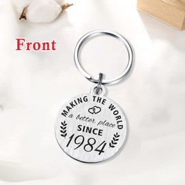 ABNTY 40th Birthday Gifts for Women Men, 40 Year Old Birthday Keychain, Born in 1984 Gifts, 1984 Birthday Decorations