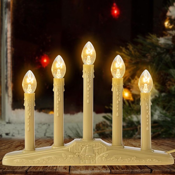 5 Lights Electric Window Candles,Flameless Christmas Candle Lights with 3
