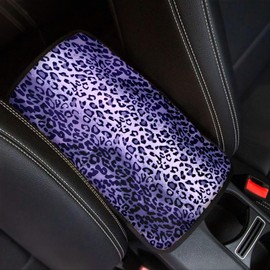 Darisoco Purple Leopard Car Center Console Cover Armrest Pad Cover Universal Car Arm Rest Seat Storage Box Mat Wear Resistant Non Slip Interior Accessories