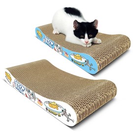 TTCAT Cat Scratching Pad, 2 Pack Corrugated Cat Scratcher Cardboard, Bone Type Durable Cat Scratching Board Reversible with Catnip for Furniture Protection…